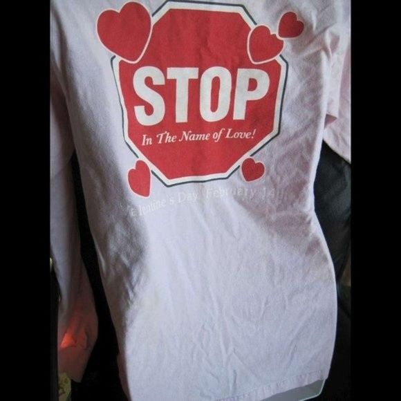 Cupid's Helpers STOP In The Name Of Love Kroger Floral Small Long Sleeve Shirt - Picture 4 of 15